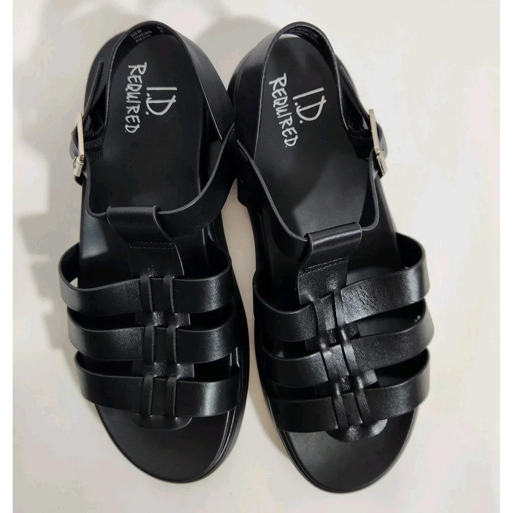 ID Required Fisherman Sandals Womens Sz 9M Black Platform Chunky Y2K Grunge Goth